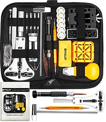 Watch Link Removal Kit, BYNIIUR Watch Repair Kit, Watch Case Opener Spring Bar Tools, Watch Battery Replacement Tool Kit, Watch Band Link Pin Tool Set with Carrying Case and Instruction Manual