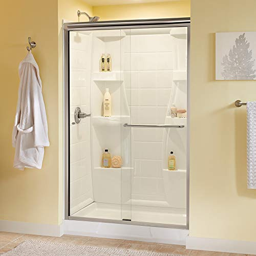 Delta Shower Doors SD3956970 Classic Semi-Frameless Traditional Sliding Shower 48x70, Nickel Track