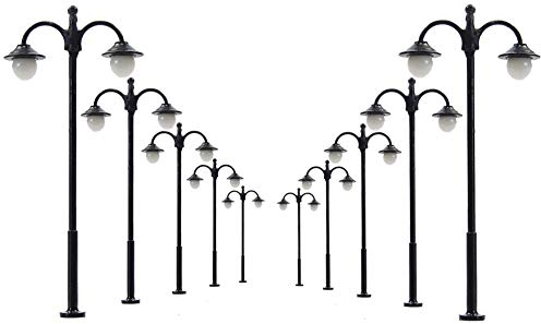 Evemodel 10 STK. Spur H0 1:87 LED Parklaternen Leuchte Lampen Beuchtung 60mm Minigarten Puppenhaus Dekor