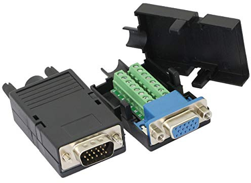 CERRXIAN D-SUB DB15 3-reihiger VGA 3 + 9-Stecker + Buchse 15-polige Abdeckung Breakout-Anschlüsse Platinenanschluss, 1 Paar