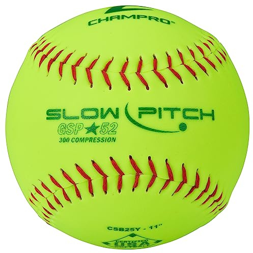 Champro ASA 11 Slow Pitch Softballs with Durahide Cover and .52 COR, 12 Pack