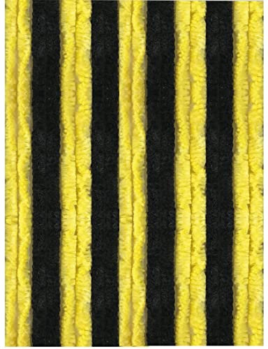 Arsvita Flauschvorhang 160x200 cm in Unistreifen schwarz - gelb, Perfekter Insekten- und Sichtschutz für Ihre Balkon- und Terrassentür, viele Farben