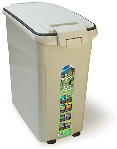 Arquivet Contenedor para pienso de perros o gatos con ruedas - Recipiente hermético de gran capacidad - 20 kg/54 litros - Medidas: 29 x 53 x 54,5 cm - Contenedor de comida para mascotas grande