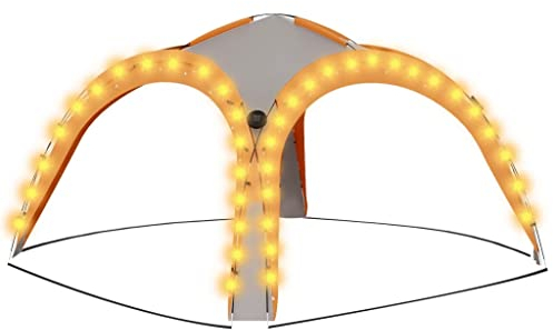 vidaXL Partyzelt mit LED 4 Seitenwänden Gartenzelt Pavillon Gartenpavillon Festzelt Bierzelt Garten Zelt Camping 3,6x3,6x2,3m Grau Orange
