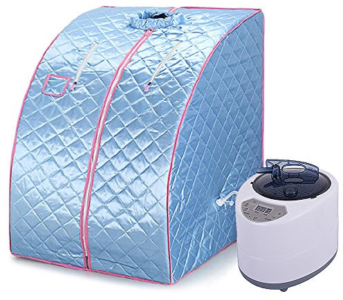 Mini sauna de vapor móvil Sauna casera Cabina de calor Sauna sentado Cabina de sauna Vapor Fumigación 1000W, 99x88x76 cm (azul)