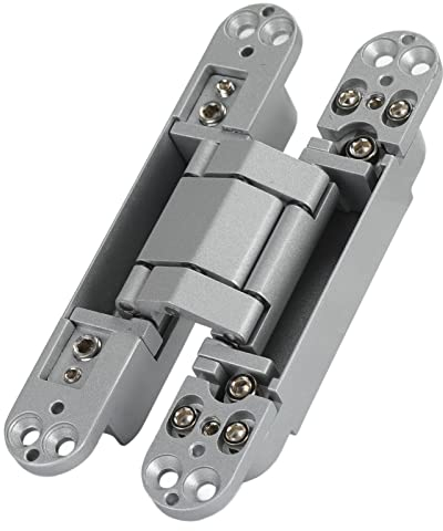 Cerniere per porte a scomparsa, cerniere per porte regolabili a 180 gradi con angolo di apertura Cerniera per porta pieghevole 3D con viti a brugola per porta in legno 40 kg(D'argento)