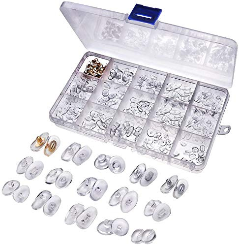 Mesee 150 Paare Brillen Nasenpads Set, Brillenreparaturset, Nasenpads Schraubsystem, Brillenpads Klicksystem, 15 Größen Weiche PVC Nasenpads Rutschfeste Nasenpads für Gläser Sonnenbrille Brille