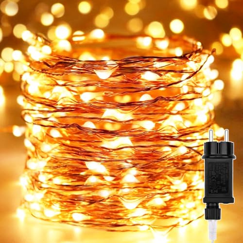 Guirnalda luminosas, cadena de luces navidad 30M 300 LEDs navidad Alambre de cobre con 8 Modo de Iluminación,Exterior Impermeable para Decoración Interior e Exterior,Árbol,Bodas,Jardín,Blanco cálido