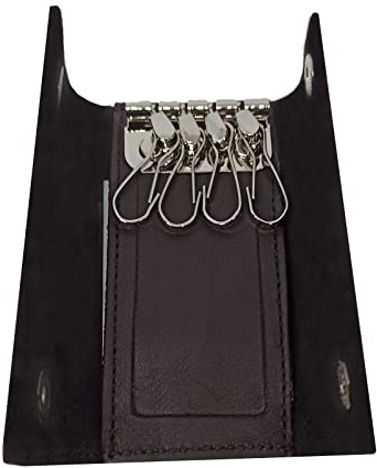 FIONCCI Llavero Piel Genuina con Cierre de Hombre y Mujer – Hecho a mano con cuero, elegante y resistente (4 Llaves marrón)