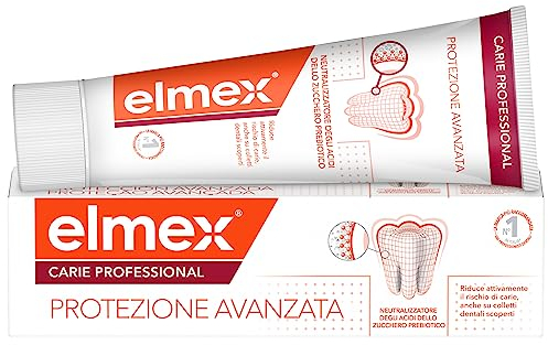 Dentifricio elmex® Carie Professional Protezione Avanzata 75ml | Protegge i Denti dagli Acidi dello Zucchero | Alta Protezione contro la Carie** | Denti più forti | Aiuta a Mantenere Sano il pH