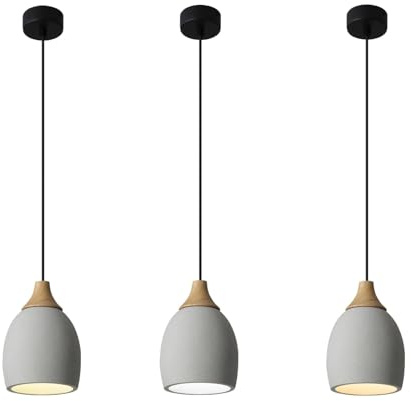 TIGKHAE 3 Pack Kitchen Island Concrete Pendant Lights with Dimmable LED Suspension Hanging Lamps 5.75In Cement Chandeliers Adjustable Hanging Ceiling Pendant Light for Foyer Bedsid Dining Room (Gray)
