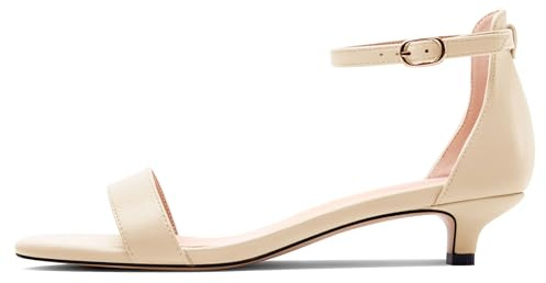 HEUIVZAR Femmes Kitten Talon Heel Ouvert Rond Bout Lanières Cheville Sandales Dress Boucle Bureau Danse Été Chaussures 3 CM Heels