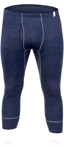 SES Mutande termiche da uomo 3/4 con apertura S – 4XL – Mutande lunghe traspiranti in cotone e poliestere – Pantaloni termici da uomo per inverno e comfort, Blu marino, XL