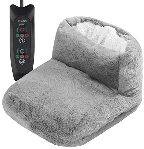 Elektrischer Fußwärmer, Elektrischer Fußsack, Super Weich & Warm Innenfutter Fusswärmer Heizkissen Füße, Heizkissen Heizgerät mit Waschbarem Innenfutter Pantoffeln warme (As Shown, One Size)