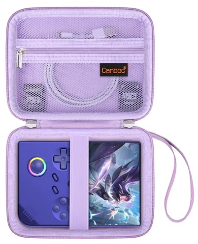 Custodia Canboc per console di gioco portatile retrò Anbernic RG405V, scatola di archiviazione per console di gioco video RG405V, tasca a rete adatta cavo, scheda SD, Viola