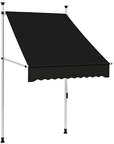 Gecheer Markise Einziehbar Handbetrieben Wasserabweisend Klemmmarkise Balkonmarkise Sonnenschutz Terrasse Balkon Garten Handbetrieben 100 cm Anthrazit
