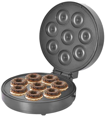 Donut Maker Machine, 1400W Donut Maker Machine with LED Light Display, Non Stick 8-Holee Electric Doughnut Maker, Donat Maker for Delicious Friendly Breakfast, Snacks, Desserts
