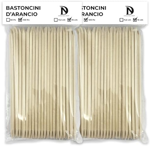 Bastoncini d'arancio,200pz 15cm, Bastoncini di arancio,200 Pezzi Bastoncini di Legno Arancio per Unghie, in legno, Remover; Spingicuticole, Pulisce tutta la zona della cuticola, Unghie, Cuticola