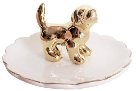 Perfeclan Ringhalter mit Hundemotiv, Schlüsselablage für den Eingang, Schmuckhalter, Tiere, Ringschale, Schmuckablage für Ringe, Armbänder, Hochzeit,