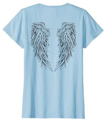 angel wings shirt T-shirt Blanc Unisex-Adulte S Coupe classique Manche courte Col roulé Ailes d'ange Imprimée lettre Classique T-shirt ailes d'ange