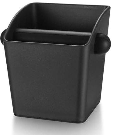 Kaffee Abklopfbehälter für Siebträger Zubehör, Abschlagbehälter für Siebträgermaschine Zubehör, Espresso Abschlagbox für Kaffeesatz Containers, Barista Abschlagbox Knock Box, Schwarz