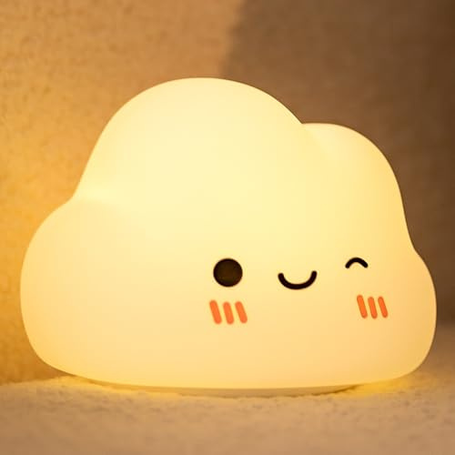 Wetry Nachtlicht Kinder Wolke, Stilllicht Baby, Dimmbar, Aufladbar | Mehrfarbiges Licht, Timer, Nachttischlampe, Erstausstattung Neugeborene