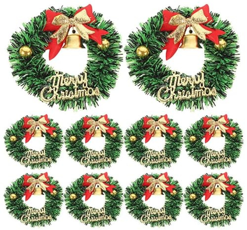 Warmhm 20st Mini-Weihnachtskranz Weihnachtsbaumschmuck Miniatur Weihnachtsbaum HäNgender Weihnachtskranz KüNstlicher Kleiner Kranz Geeignet FüR Weihnachtsbaumkranz Kamin Feiertagsdekoration