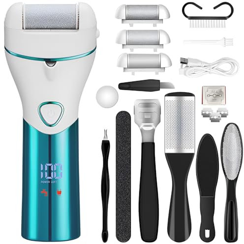 Electric Foot File, LED Display, Waterproof IPX5, Rechargeable Foot Scraper, Pedicure Feet Hard Skin Remover, Dry Dead Skin Feet Scrubber, Foot Care Skin Remover