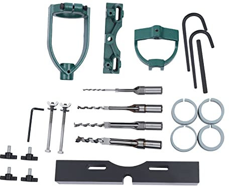 QZHDX Bench Drill Locator Set for Mortising Machine, Tenon Tools Mortising Attachment for Drill Press and Woodworking Mortise, Mortiser Square Hole Chisel for Drilling Machine Mortise Machine