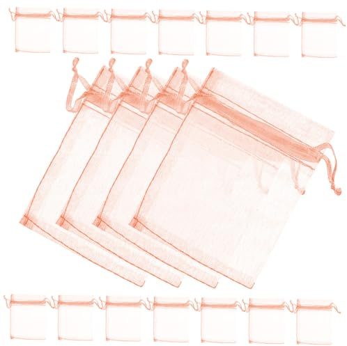 Healeved 100piezas Bolsa De Organza Cordón Para Joyas y De Color Champán Para Bodas y De Comunión