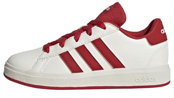 adidas Unisex niños Grand Court Lifestyle Tennis Lace-Up Shoes, Off White/Collegiate Red/Core Black, 28 EU