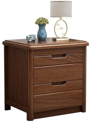 Mesita de noche de estilo chino, mesita de noche de madera, para dormitorio, sala de estar, estante organizador (color nogal, 50 x 40 x 49 cm)