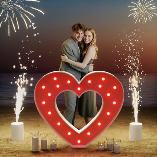 imprsv 3FT Light Up Heart Frame Valentines Day Decorations, Large Marquee Heart for Wedding Decor, Romantic Valentines Marry Me Mr and Mrs Engagement Proposal Anniversary for Party Decor