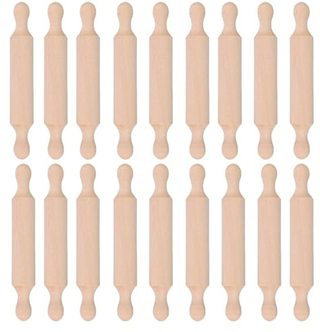Mini Rolling Pins 18 PCS Small Wooden Rolling Pins Small Wooden Dough Roller for Baking Non-Stick Playdough Dough Roller for Child in The Kitchen Baking Cookie Pastry (14 * 2cm)