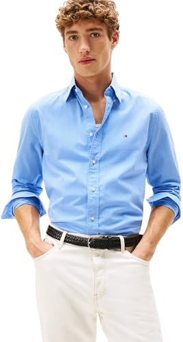 Tommy Hilfiger Uomo Camicia Flex Poplin Micro Gingham Regular Fit, Blu (Sweet Blue/Check), M