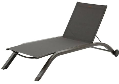 Hespéride - Lettino prendisole reclinabile Jimani Mocha & Praline con 2 ruote - Antiruggine e Textilene - 4 posizioni - Arredamento relax per giardino, terrazzo, balcone
