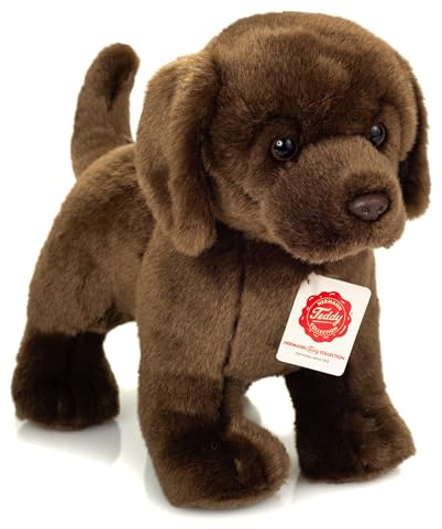 Teddy Hermann 91997 Labrador braun stehend 30 cm, Kuscheltier | Besonders flauschiger Premium-Plüsch, mit viel Liebe zum Detail, ab 18 Monaten, waschbar, Füllung mit recyceltem Polyester