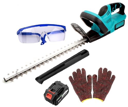 Hedge Trimmer,Bush Trimmer,For 21v Battery,Cordless Electric Hedge Trimmer,Brushless Motor,19'' Dual-Action Blade With 1/2 Battery,A Pair Of Gloves&Goggles,For Home/Park Greening,1battery