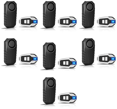 NineLeaf 113db Bicycle Alarm, Bike Alarms for Ebikes, Bicycle Alarm System Anti Theft, IP65 Waterproof, 7 Levels of Sensitivity, Easy Installation, for Bicycles, Electric Bicycles, Motorcycle, 7PK