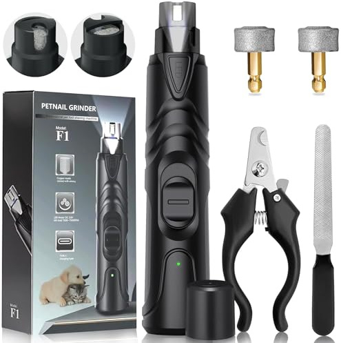 PQETBV Krallenschleifer Hund 2-Gang, Krallenschleifer für Haustiere, Wiederaufladbare Dog Nail Grinder, Krallenfeile Hund für Große, Mittelgroße und Kleine Hunde
