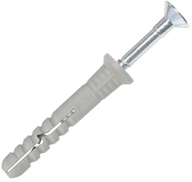 Nageldübel mit Senkkopfschrauben Schnellmontage Schlagdübel Dübel mit vormontierten Schrauben - Einschlagdübel mit Nagelschrauben (∅8 mm x 60mm, 100.0, Stück)