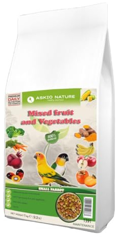 Parrot Essentials Complete Bird Food, Fruit & Vegetable Blend for Small Parrots, Caique, Cockatiel, Conure, Meyers, Senegals, Galah Cockatoo, Rossela (1Kg)