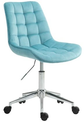 SVITA Micky Bürostuhl Kinder Schreibtischstuhl höhenverstellbar Rollen Drehstuhl Jugendstuhl Samt Hellblau