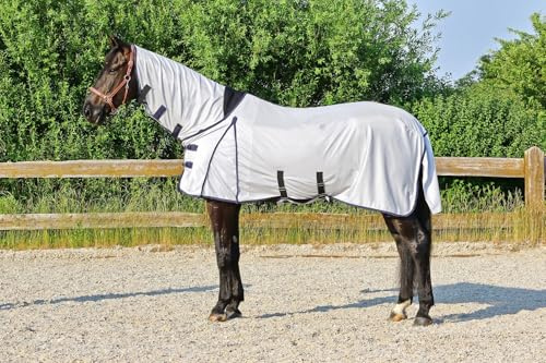 Euroriding Fliegendecke mit Bauchlatz Silber Halsteil fest (95 cm)