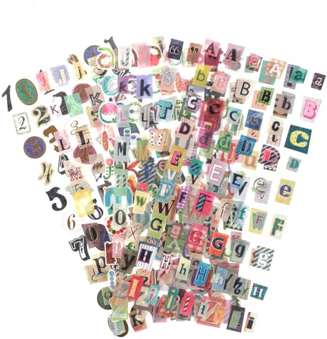 6 Sheets Letter Stickers for Scrapbooking, Alphabet Symbol Label Sticker, Number Self-Adhesive Decorative Vintage Scrapbook Stickers, Journals, DIY Crafts, Notebook