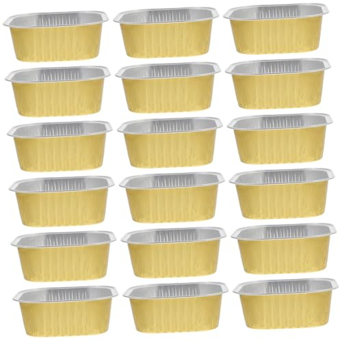 Contenant Alimentaire Jetable Carré en Aluminium 300ml, Lot de 20 | Feuille Aluminium Jaune, Usage Four et Barbecue, Format Facile à Transporter