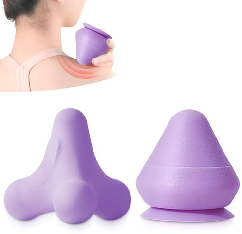 2 Stücke Triggerpunkt Drücker,Triggerdinger,Triggerpunkt Faszienball,Adsorptionsdesign,Vier-Ecken-Massage,Entspannen Sie die Muskeln für den Rücken, die Hände, die Füße usw（Violett）