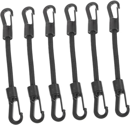 BIUDECO Correa De Gancho Elástica Multifuncional para Campaña Al Aire Libre Gancho De Pom Resistente, Cuerda De Goma Duradera, Paquete De 6 Piezas para Kayak, Senderismo y Uso Diario