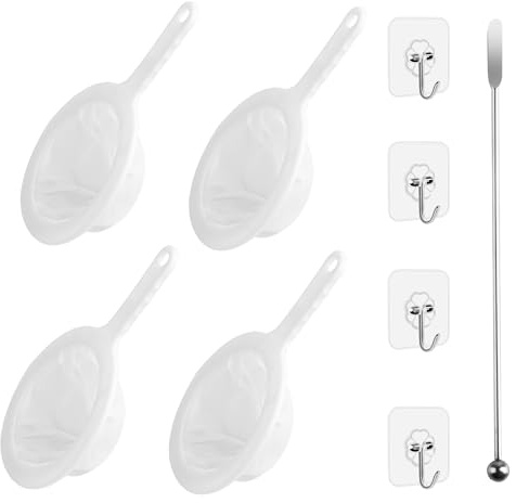 4 Pezzi Setaccio da Cucina in Plastica, Colino Cucina Plastica, Setaccio a Maglia Fine con Manici, Filtro a Imbuto Ultra Fine manuale per Yogurt Domestico Marmellata Caffè Succo