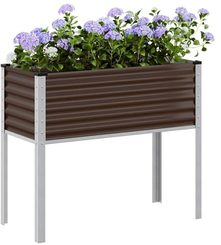 QJBSAVVA Pot de fleurs marron 100 x 45 x 90 cm en acier pour jardin, balcon et terrasse - Résistant aux intempéries et décoratif - Avec grand espace de plantation